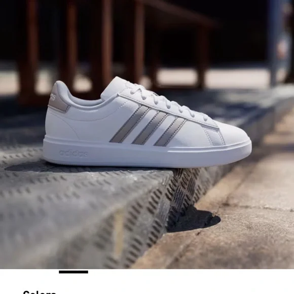Adidas Court Shoes 2.0 Cloud Foam White Leather Platinum Stripe Comfort Sneakers - Picture 4 of 16